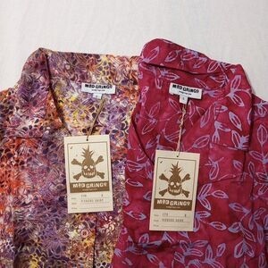 Mad Gringo Women's Lot‎ Of 2 Small Hawaiian Shirts NEW WITH TAGS Button Up